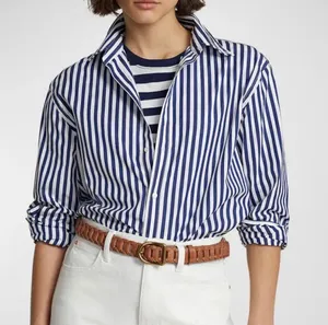 Heritage 1981 Medium Blue & White Striped Button Up thumbnail 1
