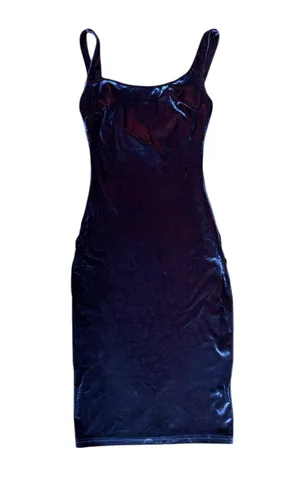 Deep Blue Iridescent Velvet Dress thumbnail 1