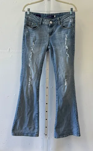 Vintage Y2K Vigoss The Miami Flare Jeans Light Wash Distressed Low Rise Size 5 S thumbnail 1