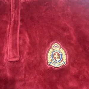 Vintage Ralph Lauren Velour Quarter Zip Sweatshirt Pullover Red Women's Size P/S thumbnail 6