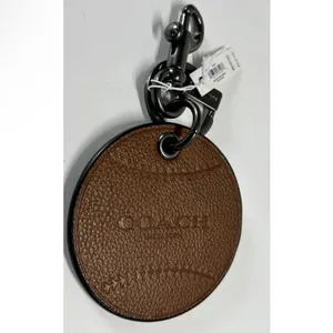 Coach NYC Baseball Keyring fob/ brown leather thumbnail 5