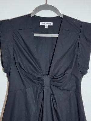 Steve Madden Black Cotton Mini Dress Size Small Wedding Guest Dress thumbnail 2