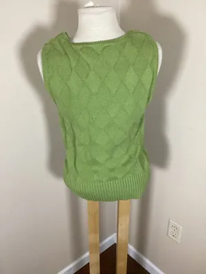 Talbots Apple Green Monochrome Set Diamond Textured Knit Shell and Petite Stretc thumbnail 7
