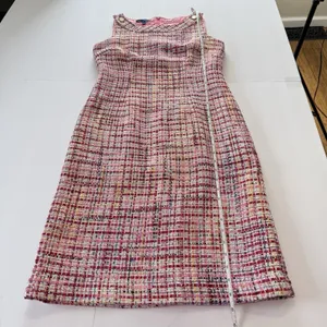 Talbots Pink Ribbon Tweed Sleeveless Shift‎ Dress Size 2 Office Preppy thumbnail 11