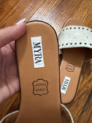 Myra Bag Cream Hair-On Leather Slide Sandals with Stud Accents thumbnail 4