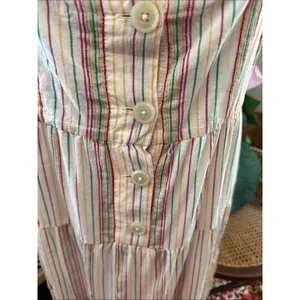 Madewell Button Back Rainbow Stripe Tiered Preppy Boho Montauk Midi Dress thumbnail 3