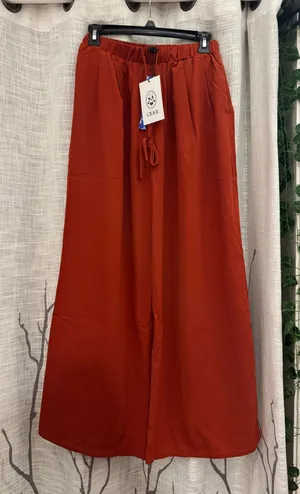 Orange Lightweight Flowy Pants thumbnail 1
