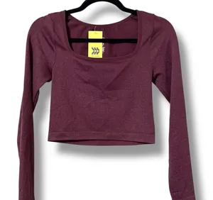 All In Motion size small pullover long sleeve tight fit cropped active top shiny thumbnail 9
