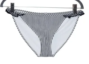Aerie Stripe Bikini Bottoms with Ruffles NWT Size Medium Full Coverage Bottom thumbnail 1