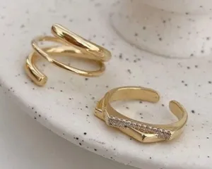 Boutique NEW Women's 14 Gold Filled Bar Simulated Diamond Ring,‎ Adjustable thumbnail 1