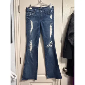 7 For All Mankind A Pocket Distressed Flare Jeans Destroyed Y2K Indie Sleaze thumbnail 2