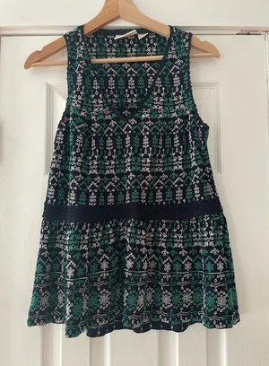 Maeve Extra Small Tunic Viscose‎ Navy with Green Excellent Condition thumbnail 1
