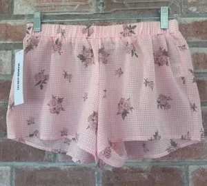Princess Polly NEW Shorts Boxers Lounge Women’s 2 Pink Coquette Floral Gingham thumbnail 1