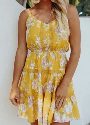 Blu Pepper Yellow Floral Print Dress thumbnail 1