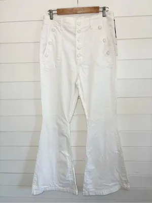 7 For All Mankind White High-Rise Button-Fly Jeans thumbnail 2