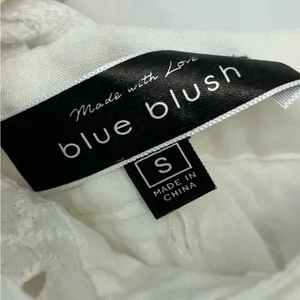 Blue Blush Eyelet Jumpsuit Cropped 100% Cotton Women S White Whimsical Girly Fun thumbnail 7