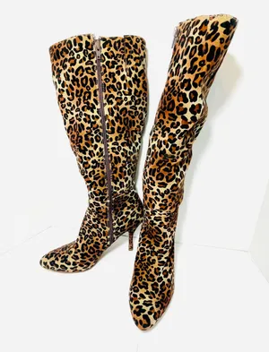 Leopard Animal Print Knee High Boots thumbnail 1