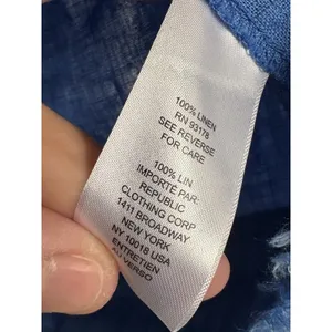 Elie‎ Tahari Linen Jacket Womens Medium Blue Frayed Hem Trucker Button Up Coat thumbnail 4