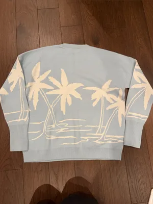 Vineyard Vines Sky Blue Palm Tree Knit Crewneck Sweater Size Medium - C4-107 thumbnail 8