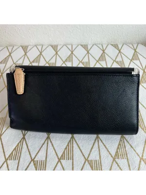Coach Black Leather Wallet with White Trim and Buckle thumbnail 3