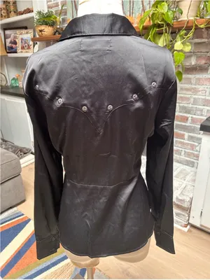 Idyllwind Miranda Lambert black tie front Western studded button up blouse Small thumbnail 2