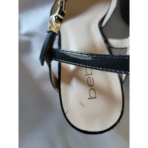 Bebe Women’s Chunky High Heel Shiney Black Ankle Strap Sz 8 Gold Buckle thumbnail 11