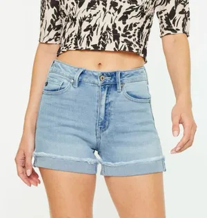 Kancan Jasmine High Rise Cuffed Hem Denim Shorts Women’s Size Large thumbnail 1