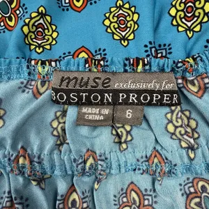 Muse Boston Proper Size 6 Empire Waist‎ Dress 3/4 Sleeves Boho Knit Colorful thumbnail 4