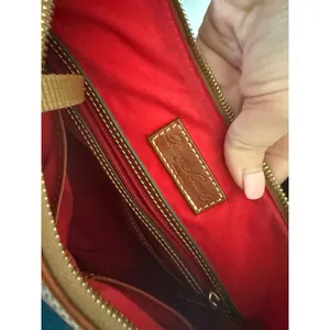 Dooney & Bourke Pebble Grain Leather Hobo Shoulder Bag Burgundy Wine Tan Trim thumbnail 7