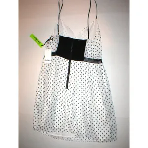 New NWT Womens Sam Edelman Dress White Tank Black 6 Sleeveless Faux Leather Stra thumbnail 5