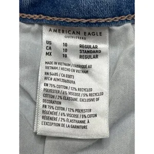 American Eagle Curvy Super High Rise Flare Jeans Stretch Slit Hem Size 10 thumbnail 13