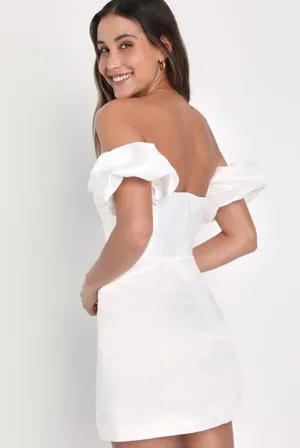 Lulus Off The Shoulder White Dress thumbnail 3