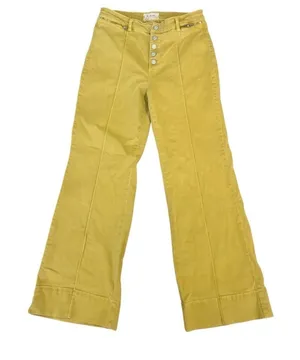 We‎ The Free Flare Pants Womens 31 Yellow Corduroy High Rise Boho 70s Retro thumbnail 1