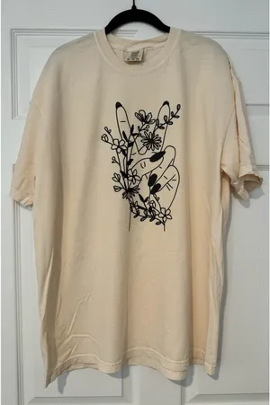 Comfort Colors Floral Peace T-Shirt thumbnail 1