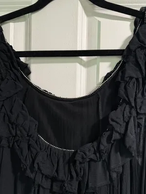 Free People Black Ruffle Dress thumbnail 3