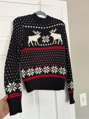 Abercrombie and Fitch A&F Vintage Deer Holiday Snowflake Sweater Christmas Cozy thumbnail 2