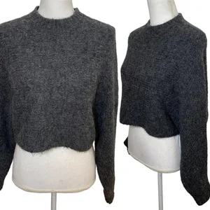Aritzia Wilfred Free Cropped Sweater Alpaca Wool Blend Crewneck Pullover Small thumbnail 2