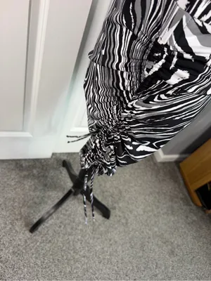 Bar III Black White Abstract Ruched Bodycon Dress Size L Long Sleeve thumbnail 9
