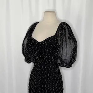 ZARA Chiffon Black Polka Dot Ruched Mini Dress Black Gray Party Blogger‎ Small thumbnail 7