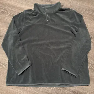 Forest Green Fleece Fuzzy Pullover Quarter Zip Sweater Jacket thumbnail 1