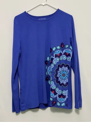 Coolibar women's long-sleeve sun protection shirt size Large blue thumbnail 12