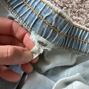 Aerie Light Wash Distressed Denim Shorts Elastic Back Waistband XL thumbnail 3
