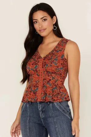 IDYLLWIND fueled by Miranda Lambert floral beacon corset boho top Xsmall thumbnail 1