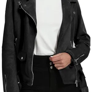 NWT Black Suede Moto Jacket Size M thumbnail 11