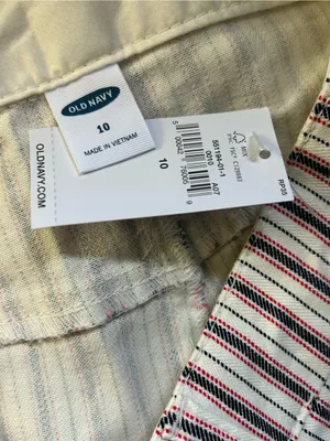 Old Navy Women's Striped Button-Front Shorts in White & Burgundy Sz 10 NWT thumbnail 8