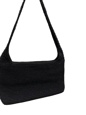 The Sak Crochet Casual Handbag Purse Hobo Stylist Bag Lined Black thumbnail 3