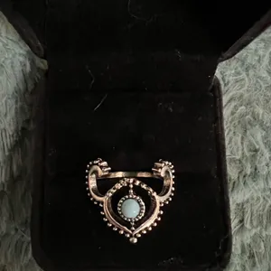 Women’s Stainless Steel Silver Faux Turquoise Ring Size 7 thumbnail 1