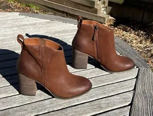 Lance Block Heel Bootie In Cognac Oiled‎ Leather by Bp size 8 fall winter casual thumbnail 1