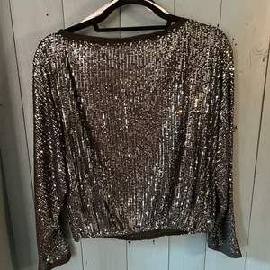 Lulu's Black Sheer Sequin Blouse | Women’s Size Medium thumbnail 3