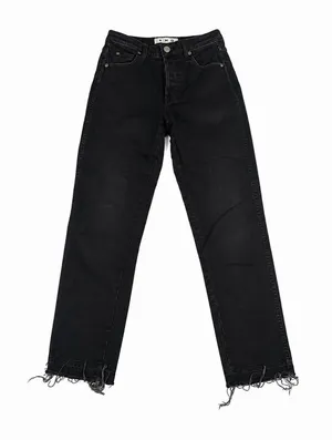 AMO Jeans Women's 26 Babe Black Magic Straight Leg Released Raw Frayed Hem thumbnail 1